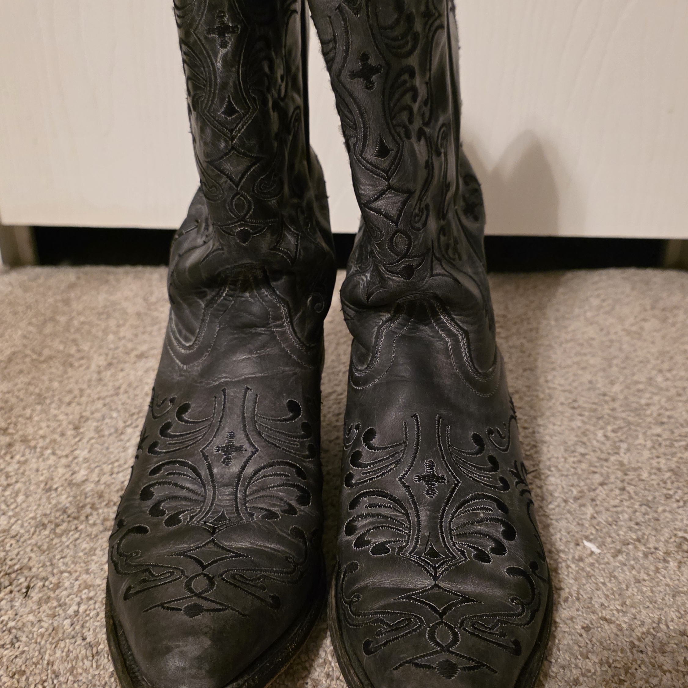 Shyanne Black Embroidered Heeled Boots